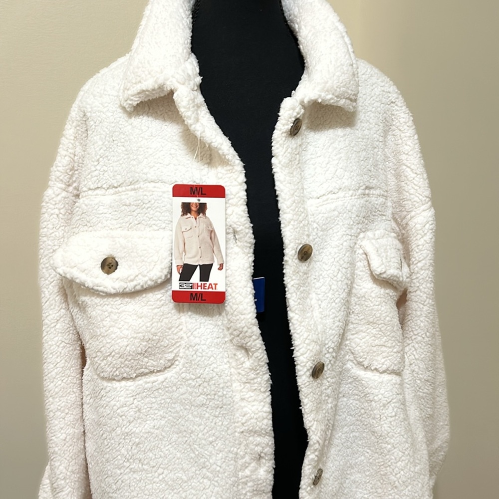 32 Degrees Ladies' Cream/White Cozy Shirt Jacket size M/L - Picture 7 of 8